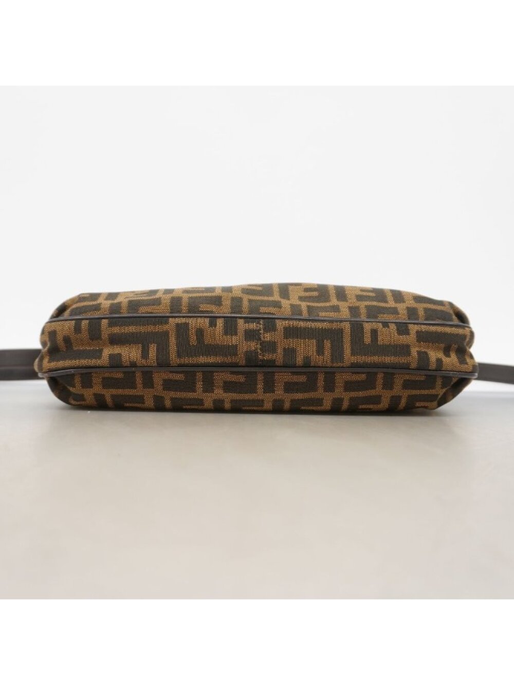 Fendi Shoulder Bag Zucca Nylon Canvas Brown Champagne Gold - Picture 3 of 9